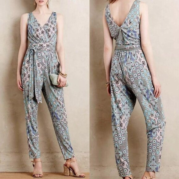 Elevenses by Anthropologie Sleeveless Print Jumpsuit - NWT - Picture 2 of 7